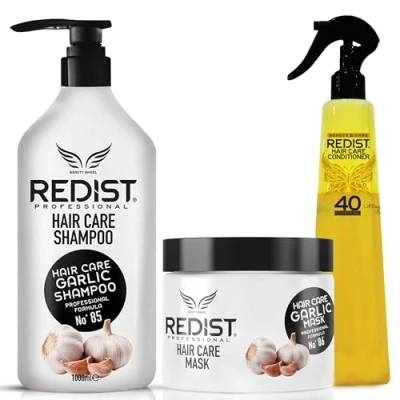Image of Redist Garlic Hair Shampoo 1000ml &amp; Mask 500ml 40 Overdose Conditioner 400ml Anti Loss, Strengthens and Nourishes For Fragile Dry Damaged Care Set