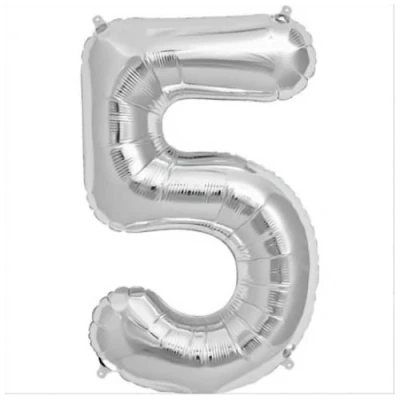 Image of Silver Number 5 Foil Balloon, 101cm