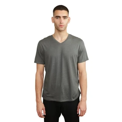 Image of DANISH ENDURANCE Men&#039;s Organic T Shirt, 1 Pack (V Neck Charcoal Grey, S)