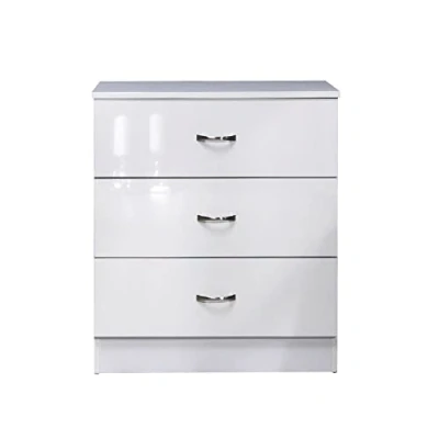 Image of Furnished with Style Chilton Modern 3 Drawer Chest, 40 cm Length x 60 Width 68.5 Height, White Gloss