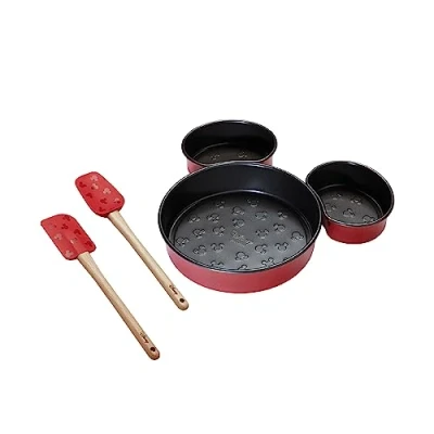 Image of Prestige New Disney Bake with Mickey Mouse Bakeware Set 3 Piece Head Cake Tin and Silicone Spatula of 2
