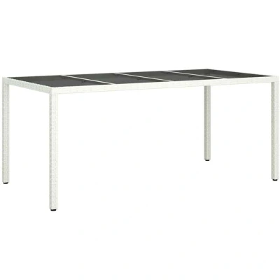 Image of vidaXL Garden Dining Table White 190x90x75 cm Poly Rattan