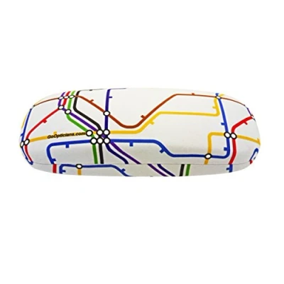 Image of Underground Tube Map Hard Unisex Medium Size Glasses Case White and Multicoloured by GoOptical