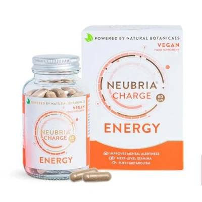 Image of NEUBRIA Charge Energy Boost Supplement Natural Caffeine &amp; B Vitamins for Sustained Energy, Focus Workout Performance Nootropic with L Theanine, Maca Ginseng Extracts 60 Vegan Capsules