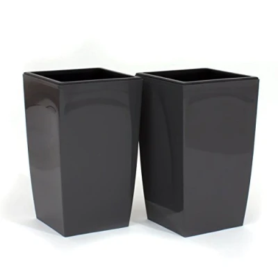 Image of Propserplast Set of 2 Graphite COUBI TOWER flower pot with liner, new improved construction (17 Litre, Graphite)