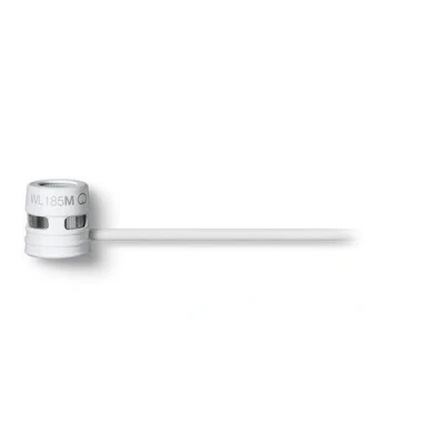 Image of Shure WL185MW/C TQG LAVALIER MICROPHONE, Cardioid, WHITE 1 cm Condenser Lavalier, White, TA4F Termination Pouch, Tie Clip, Snap Fit Windscreen
