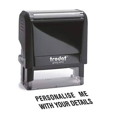 Image of Trodat Printy 4913 Personalised Custom Office, Business and Teacher Stamp Allows Up to 6 Lines of Text Impression Size 57 x 21 mm Self Inking with 5 Ink Pad Colours Choose from Black