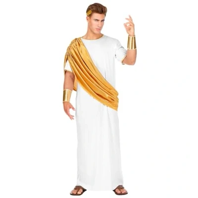 Image of Widmann 11012917 Caesar, Toga, Arm Guards and Laurel Wreath, Emperor, Carnival, Theme Party, White, L