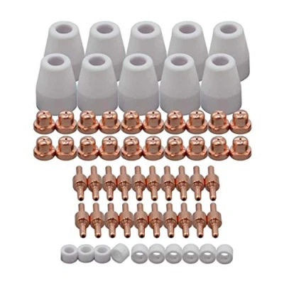 Image of RIVERWELD PT31 LG40 Plasma Electrodes with Hafnium Wire 18205 Tips Nozzle 18866 Shroud Shield Ceramic Cup 18204 Consumables Fit Cut40 50 50D Cutter 60pcs