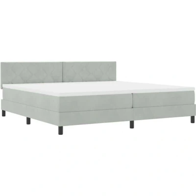 Image of vidaXL Box Spring Bed with Mattress Light grey 200 x cm Velvet