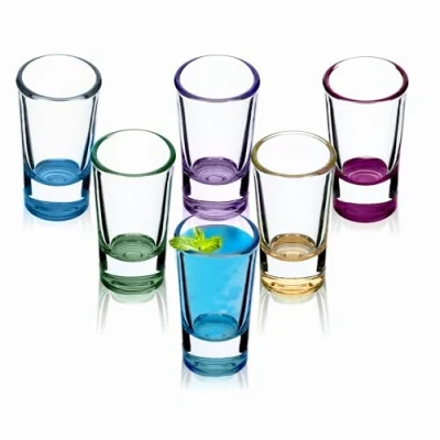 Image of KADAX Shot Glasses 28 ml, Set of 6, Small Vodka with Heavy Base, Coloured for Tequila, Liquor, Round Glassware