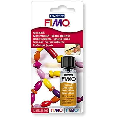 Image of Glossy Gloss Varnish with Built in Brush Lid Water Based Transparent for FIM Sculpey Modelling Clay 10ml
