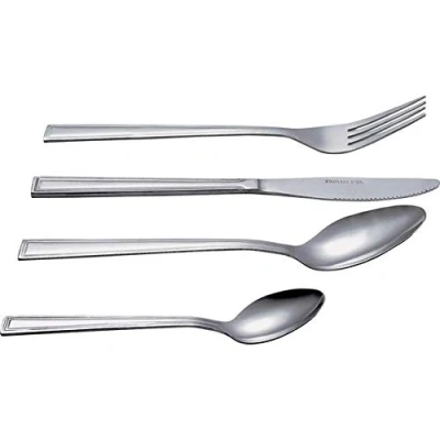 Image of PASHA81 LTD 24 PCS Venice Stainless Steel Economy Cutlery Set 6 x Forks, Dinner Knives, Spoons, Teaspoons (Cutlery pcs)