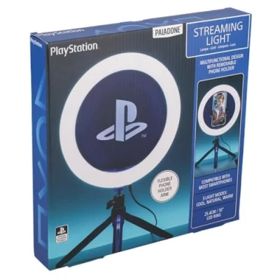 Image of Paladone PlayStation Streaming Light Officially Licensed Adjustable Ring with Phone Holder, 3 Modes, Warm, Cool &amp; Neutral, Gift for Boys