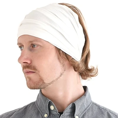 Image of CHARM White Bandana Headbands for Men and Women Head Bands Runners Fitness Sports M
