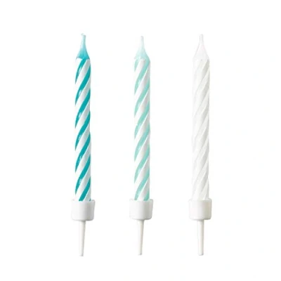 Image of Amscan 9904365 Birthday Candles, Pack of 10, Aqua Glamor, Cake Children&#039;s Birthday, 7.5 cm