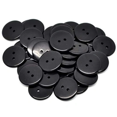 Image of 25 x Black Plain Round 18mm Resin Sewing Buttons for Knitting, Arts, Crafts and Clothes