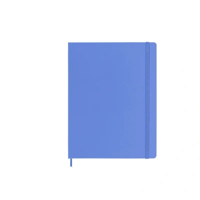 Image of Moleskine Classic Notebook, Plain Hard Cover and Elastic Closure, Size x Large 19 25 cm, Colour Hydrangea Blue, 192 Pages