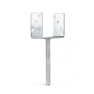 Image of U Shaped Post Anchor with Concrete Riffler Tool Steel Galvanised lichte Breite: 141 mm