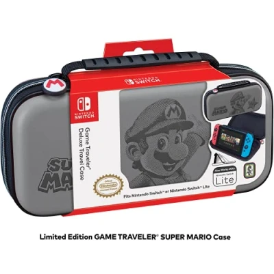 Image of RDS Industries Officially Licensed Nintendo Switch Super Mario Protective Deluxe Travel Case Deboss Grey