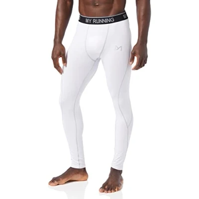 Image of MEETYOO Men&#039;s Kompressionshose Herren Sport Leggings, White, S