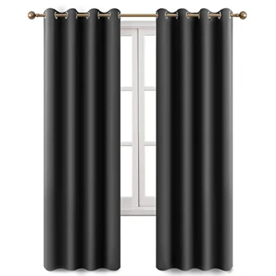 Image of Imperial Rooms Eyelet Blackout Curtains Ring Top Window Thermal Insulated Panels for Bedroom Living Room (Grey, 66x72 (167x183cm))
