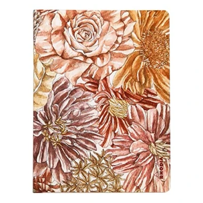 Image of RHODIA 120032C Hidden Spiral Notebook A5 Ruled 120 pages Clairefontaine Ivory Paper 90 g/m Soft Touch Cover Orange Botanical Collection