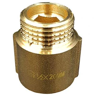 Image of 1/2 inch BSP (15mm) Female Male Thread Extension Pipe x Cast Iron Brass 20mm Long