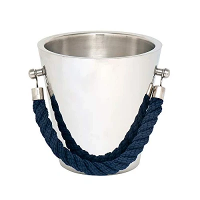 Image of Silver Polished Steel Ice Bucket/Champagne Cooler with Rope Handles Epicurean Regatta Champagne