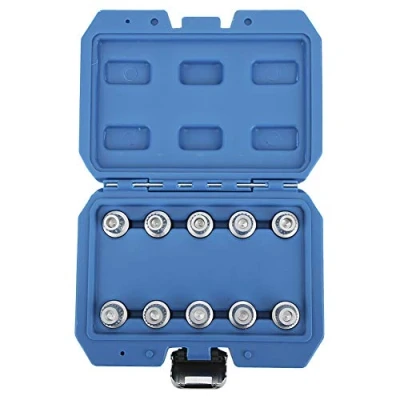 Image of Wheel Lock Nut Removal Set, Bolt Remover Qiilu Socket 10Pcs Chromium Molybdenum Steel Locking Lug Key Set Installation Anti‑Theft Kit