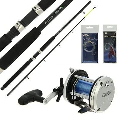Image of NGT Sea Boat Fishing 6ft 25lb Rod &amp; Reel Combo Multiplier Spooled Line Rig Feather