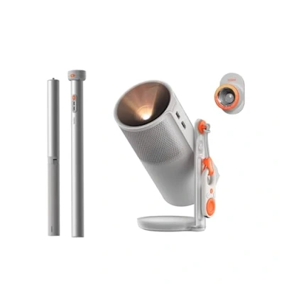 Image of XGIMI MoGo 4 2025 NEW Portable Projector with PowerBase Stand, 5 Hours of Playtime, Google TV Licensed Netflix, 360 Adjustable 450 ISO Lumens, 2 x 6W Harman Kardon