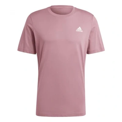 Image of adidas Sportswear Essentials Single Embroidered Small LOGO Basic Tshirt, Men&#039;s, Size: Small, Preloved crimson