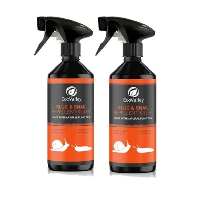 Image of EcoValley Natural Slug &amp; Snail Repellent Killer Deterrent Spray Fast Acting, Scientifically Proven Formula for Gardens, Indoor Outdoor Use 500ml (Pack of 2)