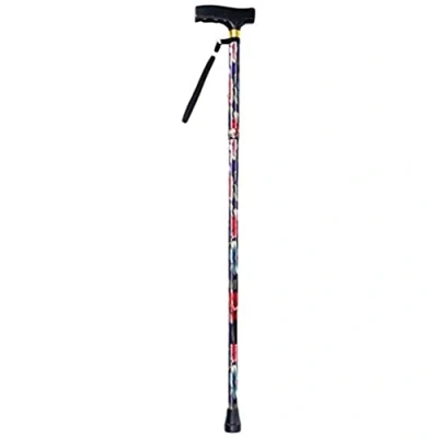 Image of NRS Healthcare Folding Walking Stick, Blue Floral