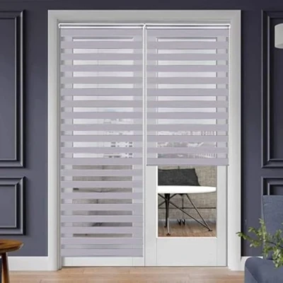 Image of SMONTER Easy Fix Zebra Roller Blind,Day and Night Blinds Curtains with Install Accessories (105CMx230CM, GREY)