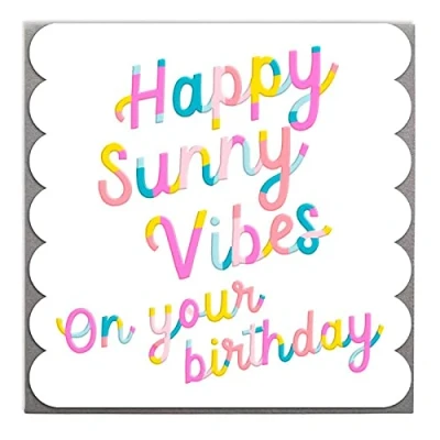 Image of Happy Sunny Vibes Birthday Card with Grey Envelope by Lola Design