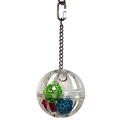 Image of Viesky Parrot Chew Toy Hanging Foraging Ball with Balls Inside Bird Cage Acrylic Stand
