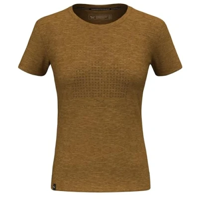 Image of Salewa Eagle Dotted Mountain Merino T Shirt Women, Golden Brown, XXL