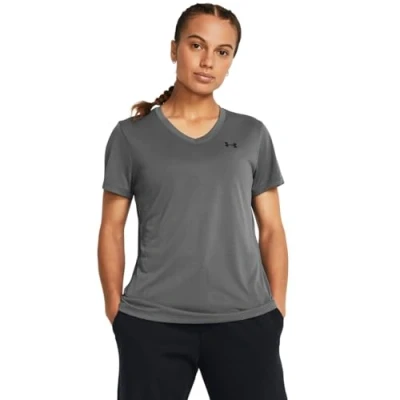 Image of Under Armour TECH Solid Sports Tshirt, Women&#039;s, Size: Small, Castlerock/black