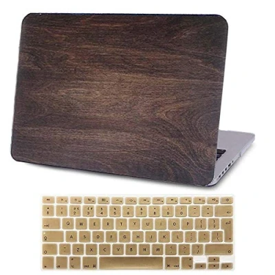 Image of FINDING Case BUNDLE 2 In 1 Rubberized Matte Plastic Hard Shell For MacBook Pro 15 inch with Retina Display A1398 No CD Rom, + UK/EU layout Keyboard Cover (Wood Pattern)