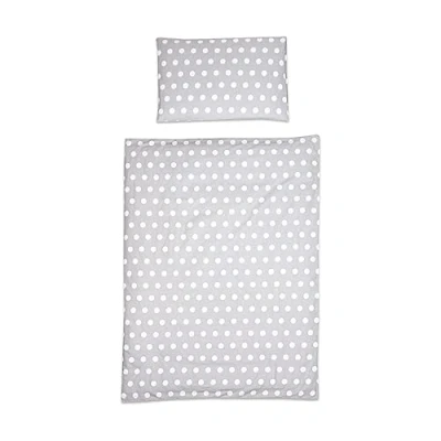 Image of Baby Comfort 2 Piece Duvet Cover &amp; Pillowcase Bedding Set 150x120 cm for Toddler Junior Cot Bed (Polka Dots Grey)