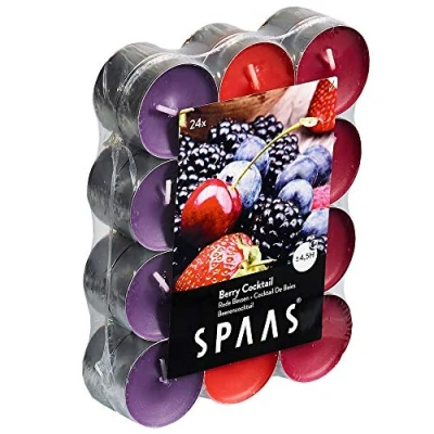Image of Spaas 24 Scented Tealights Assorted Colours, ± 4.5 Hours, Berry Cocktail, Wine Red