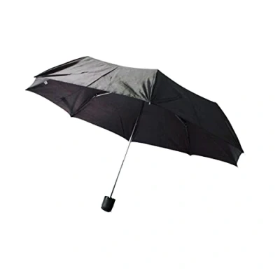 Image of Prima Unisex Compact Folding Umbrella Black Handbag Brolly Portable Travel Hiking Daily