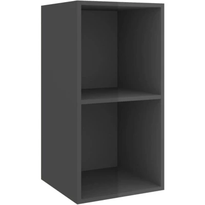 Image of vidaXL Wall mounted TV Cabinet High Gloss Grey 37x37x72 cm Engineered Wood