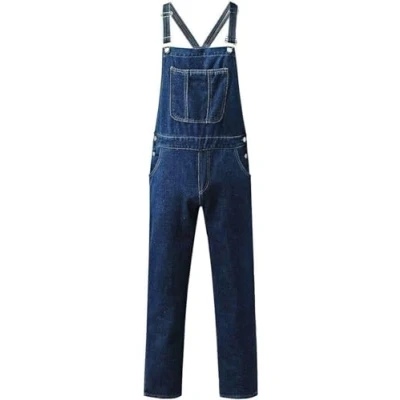 Image of Mens Bib And Brace Denim Dungarees Womens Loungewear Overall DIY Work Drill Romper Suit Adults Unisex Outdoor Casual Wear Long Jumpsuit Trousers (Denim Blue Waist 40 Inches)