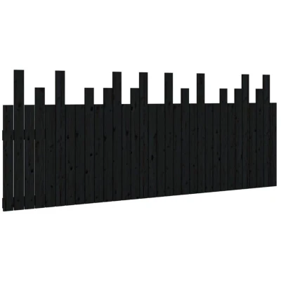 Image of vidaXL Wall Headboard Black 204x3x80 cm Solid Wood Pine