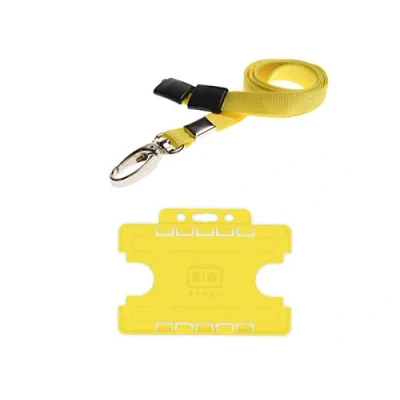 Image of ID Card It Holder Double Sided and Neck Strap Lanyard (Yellow Metal Clip)