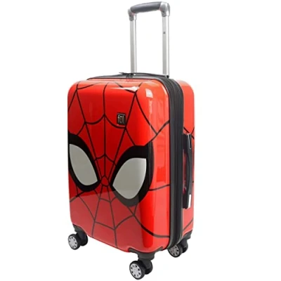 Image of Ful Marvel Spider Man 22 Inch Rolling Luggage, Mask Design Hardshell Carry on Suitcase with Wheels, Red, Spiderman Big Face 21in Hard Sided
