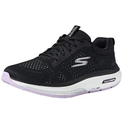 Image of Skechers Women&#039;s 124933 Bklv Sports Shoes, Schwarzer Textil Lavendelrand, 2 UK